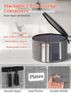 Cirhy Hard Shell China Storage Containers,4-Piece Dish storage Set, Grey - Image 4