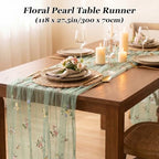 3 Pcs Wildflower Table Runner 118 x 27.5 Inches Spring Summer Floral Tulle Runner for Wedding Party Dining Decor, Light Pink White Sage Green Polyester Lace Runner - Image 2