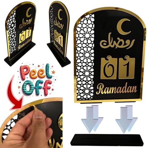Table Desktop Calendar Eid Countdown Calendar Ramadan Mubarak Acrylic Decorations DIY Filling Advent Calendar with 30 Countdown Drawers 12”x8.5” - Image 4