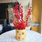 Chinese New Year Table Ornament, Artificial Branches Fortune Lucky Tree, Spring Festival Artificial Red Berry Flower Arrangement for Asian Lunar New Year Desktop Centerpiece - Image 6