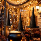 Beeveer 3 Pcs Halloween Rattan Witch Hat Decor, 14/12.2/10.2 Inch - Image 4