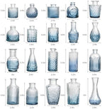 Glass Bud Vase Set of 30 - Small Vases for Flowers in Bulk - Assorted Vintage Crystal Vases for Flowers, Table Centerpieces (Blue, 30 Pcs) - Image 7
