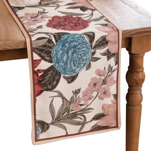 bilin gaier Designer Vintage Linen Long Table Runner,102"x12"-Burgundyred by bilingaier