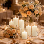 36-Pack White Pillar Candles (2''X3,4,6) & 36-Pack Glass Cylinder Vases(2.6''X5,6,8),Hurricane Candles,Wedding Centerpiece Decor Set-Mixed Heights for Table, Proposal, Event. - Image 6