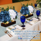 Suncalla 3 Pcs Blue White Artificial Hydrangea Mason Jar Table Centerpiece - Image 6