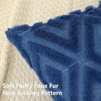 Pallene Fall Blue Faux Fur Throw Pillow Covers 24x24 Set of 2 - Image 2