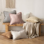 MIULEE Boho Linen Fringe Decorative Throw Pillow Covers Pink 20x20 - Image 5