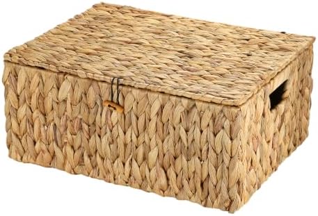 Hipiwe Wicker Basket with Lid, Large Water Hyacinth Wicker Storage Baskets by Hipiwe