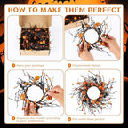 12 PCS Halloween Candle Rings Wreaths Black Orange Cabinets Wreath - Image 6