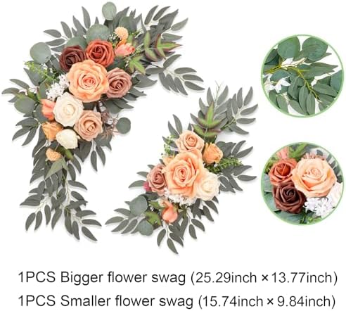Terracotta Wedding Arch Flowers (Pack of 2), Artificial Flower Swag Welcome Sign Floral Swag Wedding Flowers for Wedding Ceremony and Reception Arch Backdrop Floral Decoration - Image 2