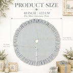48 Inches Striped Christmas Tree Skirt Vintage Ruffle Decor, Blue - Image 2