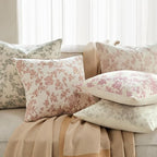 2 Pack French Floral Throw Pillow Covers 24x24in, Grey/Cream - Image 6
