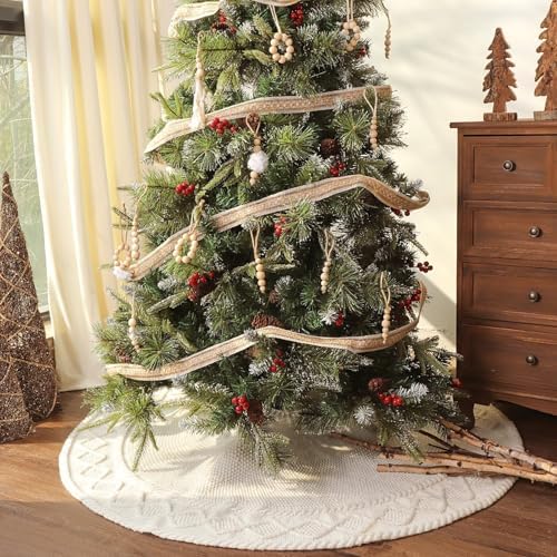 Knit Christmas Tree Skirts, Neutral Tree Skirt, Cozy Christmas Decorations - Image 6