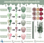 Pink Green Balloon Arch with Artificial Flowers Double Stuffed Dusty Light Pink Sage Green Balloon Garland Kit Eucalyptus Leaves for Baby in Bloom Birthday Bridal Shower Wildflower Party Decorations - Image 3