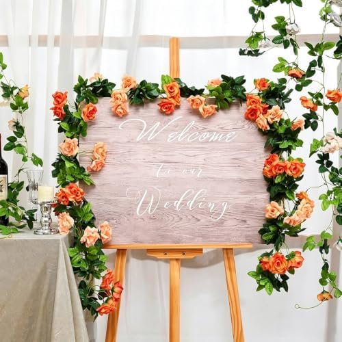Floweroyal 6 Pack Artificial Flower Garlands 15.8FT Fake Rose Vines Silk Flowers Hanging Rose Ivy for Wedding Arch Party Home Garden Wall Decor (Sunset Orange) - Image 4