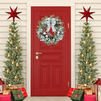 Sggvecsy 20 Inch Artificial Christmas Wreath for Front Door with Pine Needles White Berries Pine Cones Silver Bow Christmas Ball Decorations for Winter Wall Outdoor Home Holiday Xmas Decor - Image 2