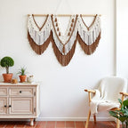 large macrame wall hanging - Boho Tapestry Macrame Wall Decor Art- Chic Bohemian Handmade Woven Tapestry Home Decoration for Bedroom Living Room Apartment Wedding Party - 43"x32" (Beige-Brown) - Image 2