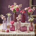 Colored Glass Vases Bulk 32 Pcs - Assorted Vintage Bud Vases for Wedding Centerpieces, Rustic Embossed Glass Bottles for Table Decor, Home Floral Arrangements with Purple Series (2-6 Inch) - Image 5