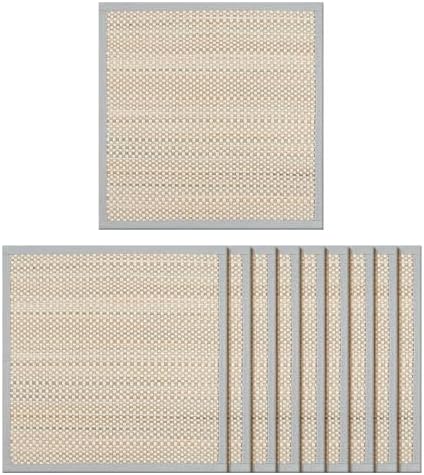 Hausattire Bamboo Placemats for Dining Table Set of 10 Washable 14x14 Inch Square Place Mats Sushi Mats for Kitchen Table Outdoor Parties Easter Farmhouse Boho Decoration - Grey by Hausattire