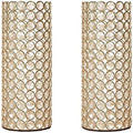 2 Pcs Gold Crystal Metal Tealight Candle Holder for Centerpieces, 10.4 inch Tall Blingbling Hurricane Candle Holder, Decorative Cylinder Vases for Centerpieces Room Decor Party by Bigsee