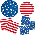 American Flag Patriotic Party Supplies Disposable dinner paper plates dessert paper plates Napkins and Cocktail napkins for Veterans Day Election Day 4th of July Independence Day Decorations, Serve 50 - Image 3