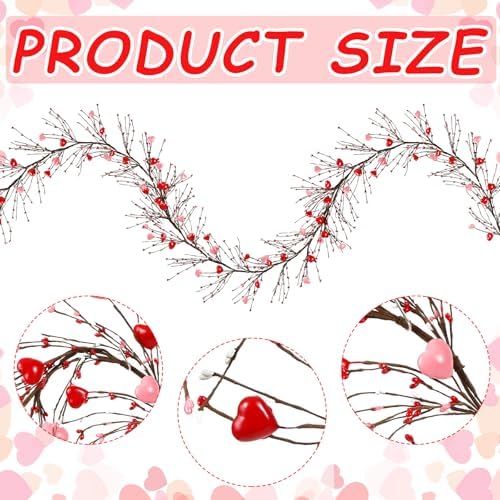 Valentine's Day Garland with 30 Fairy Lights 4.5ft Pip Berry Cherry Blossom Garland LED Christmas Lights for Valentine's Day Wedding Party (Red, Pink) - Image 2