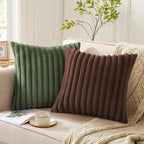 Pallene Faux Fur Decorative Throw Pillow Covers 24x24 Set of 2, Chocolate - Image 4