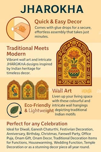 Divyakosh Paper Deep Dwar (Pack of 4) with LED Candles | Jharokha Style Home Décor Item, Ganpati Diwali Decor, Pooja/VAR Laxmi Decoration | Wall Decor, Stairs Decoration, Easy DIY Craft | - Image 4