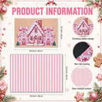 2pcs Pink Gingerbread House Christmas Doormats, 24" x 32" Door Mats - Image 2