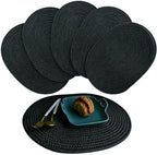 Braided Placemats Set of 6, Cotton Fabric Oval Table Mats Non Slip Washable 16 * 12 inch Oval Place Mats, 6 Pack Black Cotton Rope Woven Placemats for Wedding Birthday Baby Shower Party Decoration by Unknown