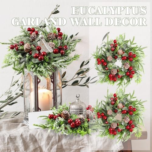 8 Pcs Christmas Candle Ring Wreath Small Kitchen Cabinet Table Decor - Image 4