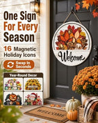 16Pc Interchangeable Welcome Sign for Front Door Seasonal Welcome Door Sign - Image 2
