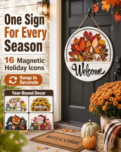 16Pc Interchangeable Welcome Sign for Front Door Seasonal Welcome Door Sign - Image 2