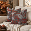 Set of 2 Chenille Throw Pillow Covers 18x18 Inches, Vintage Fall Maple Leaves Farmhouse Decor Cushion Covers Soft Autumn Decor for Sofa Living Room Bedroom Red by BOYSUM