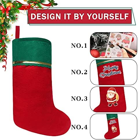 60 Pack Felt Christmas Stockings, 19 Inches Red and White Christmas Stockings, White Cuff with Gold Trim Christmas Stockings for Family Christmas Holiday Decorations - Image 4