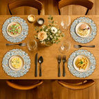 Ridhi Floral Block Print Round Placemats 15" in, Set of 4, Goldenrod Yellow - Image 3