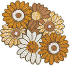 Myrish Handmade Beaded Decorative Placemats, Glass Bead Table Mats for Dining Table, Wedding, Holiday, Festival and Home Decor (Gold Orange Floral) by Myrish