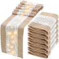 Xinnun 6 Pcs Burlap Table Runners with Lights Lace, 12 x 108 in, Flower by Xinnun