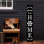 Welcome To Our Home Sign For Front Porch Standing Large Rustic Farmhouse Outdoor Tall Wood Framed Vertical Paw Print Welcome Signs Modern Outside Front Door Wall Decor - Image 3