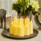 Homemory Ivory Flickering Flameless Candles, Battery Operated Acrylic LED Pillar Candles with Remote Control and Timer, Set of 9 - Image 2