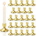 24 Pcs Brass Gold Taper Candle Holders Set Vintage Short Skinny Metal Candlestick Holders Small Low Candle Sticks for Dining Table Centerpiece Wedding Christmas Party Mantel Home Decor by VZZNN