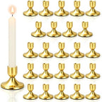 24 Pcs Brass Gold Taper Candle Holders Set Vintage Short Skinny Metal Candlestick Holders Small Low Candle Sticks for Dining Table Centerpiece Wedding Christmas Party Mantel Home Decor by VZZNN