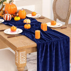 DeZerlor 3pcs Royal Blue Fall Winter Velvet Table Runner 20 x 120 Inch - Image 5