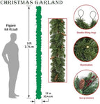 9 Feet Christmas Garland - Christmas Decorations - Carolina Pine Garland for Table, Fireplace, Mantle, Wall, Indoor Outdoor - Green Garland for Christmas Decorations - Free LED String Lights - Image 3