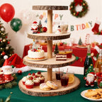 Haploon 4 Tier Wooden Cupcake Stand Paulownia Wood Dessert Display Tower - Image 2