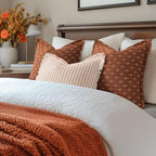 ZWJD Fall Pillow Covers 18x18 Set of 2 Striped Pillow Covers with Fringe Chic Cotton Decorative Pillows Square Cushion Covers for Sofa Couch Bed Living Room Farmhouse Fall Decor, (Burnt Orange) - Image 4