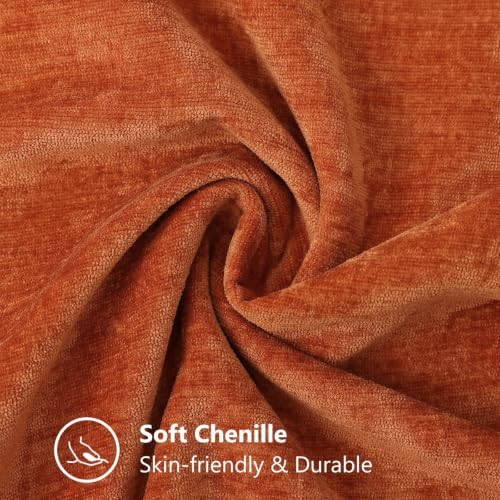 decorUhome Soft Chenille Throw Pillow Covers 22x22 Set of 2 Rust - Image 3