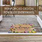 Butterfly Coco Coir Doormat Door Welcome to Our Home Mat for Home Entrance Front Door, Rustic Farmhouse Colorful Butterfly Welcome Floor Mats for Outdoor Outside Entryway 30X17 Inch - Image 4