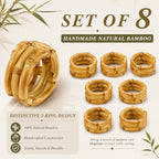 8 Pack Natural Bamboo Napkin Rings, Napkin Holders for Wedding Table Decor - Image 6