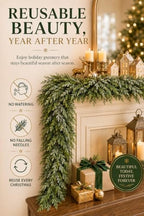 9FT Touch Fake Christmas Cedar Garland, Realistic Plant(1Pcs) - Image 6